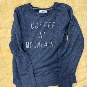 Anvil Women’s Small Dark Heather Gray 'Coffee N' Mountains' Sweatshirt